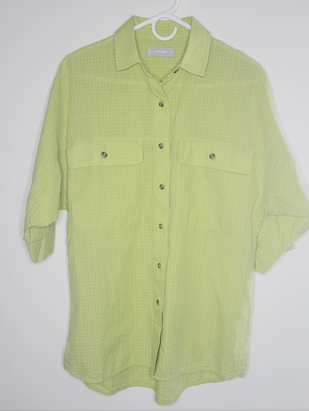 Everlane The Cotton Tourist Shirt Womens XXS Pickled Plaid Green Button Down